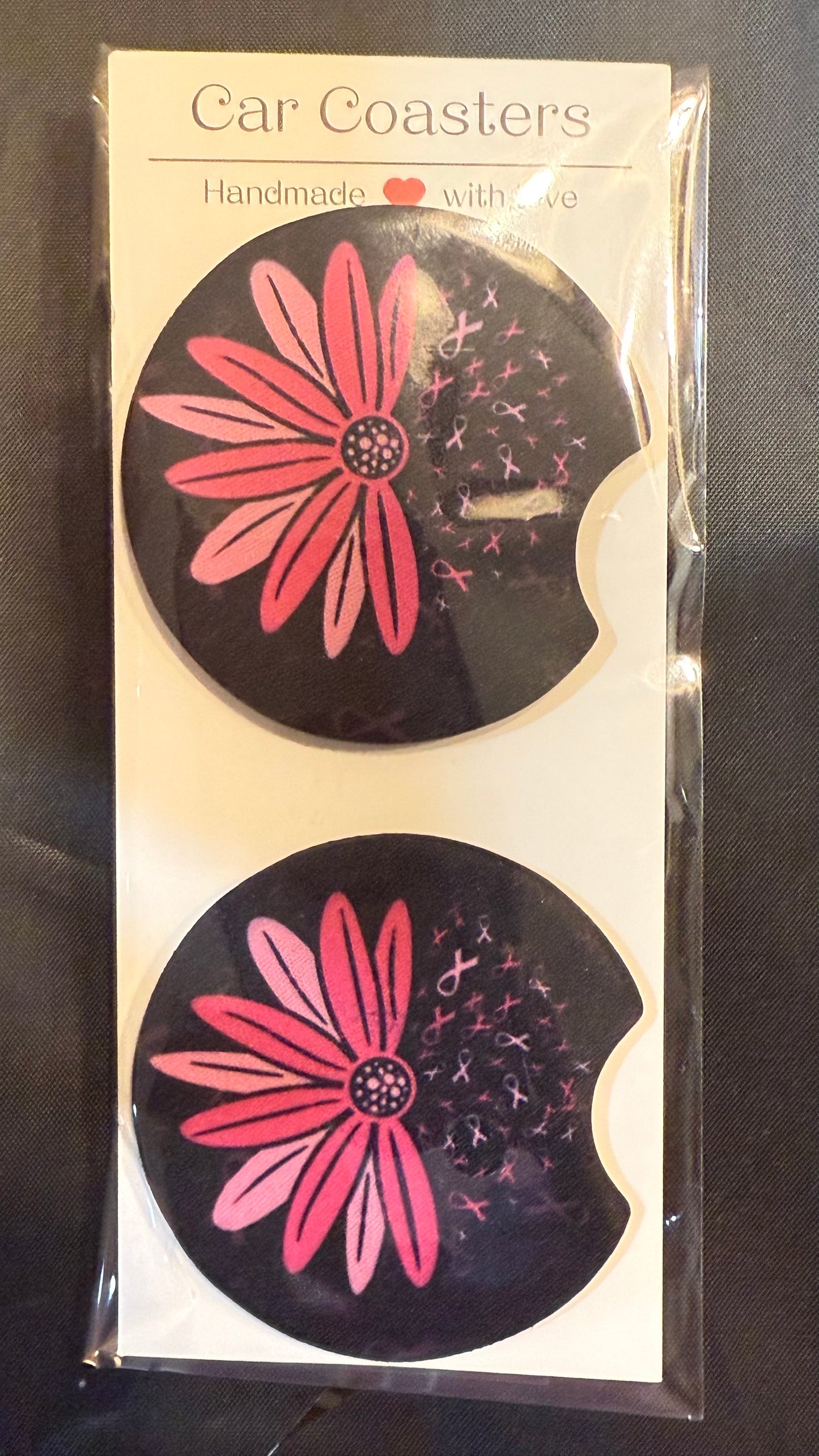 Breast Cancer Survivor Car coasters - set of 2