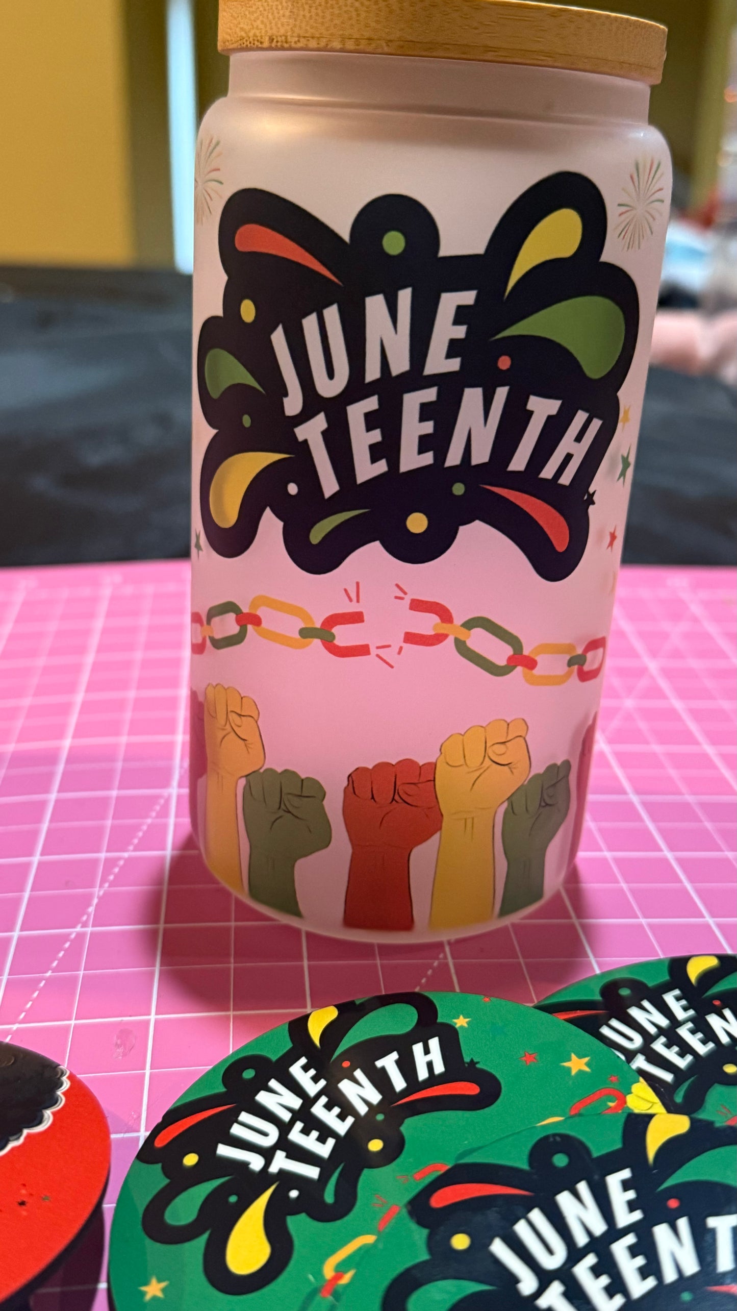 Juneteenth glass frosted cup