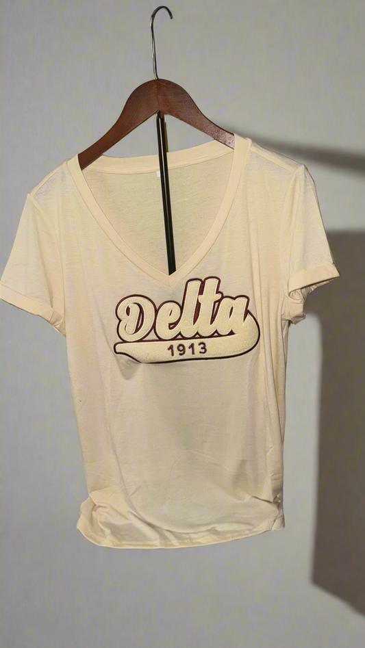 Cream Delta V-neck shirt