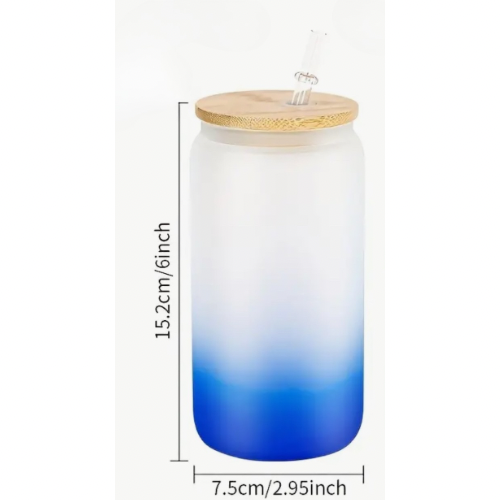 Personalized glass frosted cup with bamboo lid